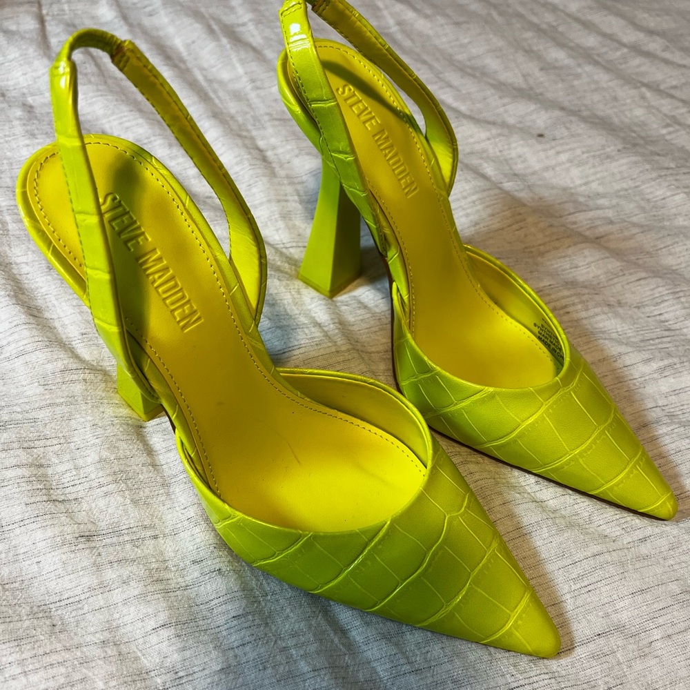 Neon Yellow/Green sling back heels
